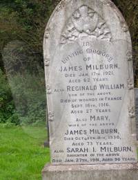 James Milburn, Mary Burdon and Sarah Isabella Milburn gravestone Hutton Rudby
