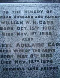William W.H. &amp; Isabel A Carr&#039;s gravestone at Easingwold.